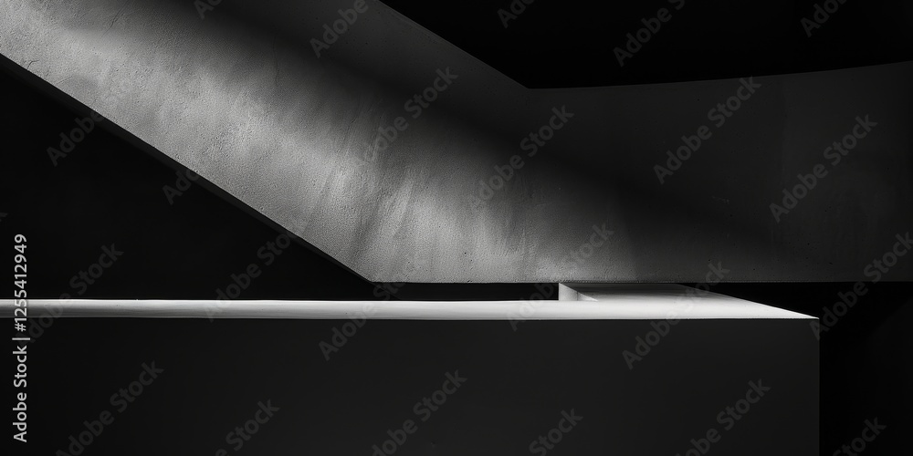 Poster An abstract minimalist artwork with a pure black background, Abstract forms and textures in a minimalist arrangement, Contemporary minimalist style