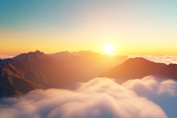Golden Dawn Horizon Fog-Cloaked Valleys in Radiant Light - Spring Equinox and World Meteorological Day Imagery for Climate Analysis and Sustainable Energy Insights