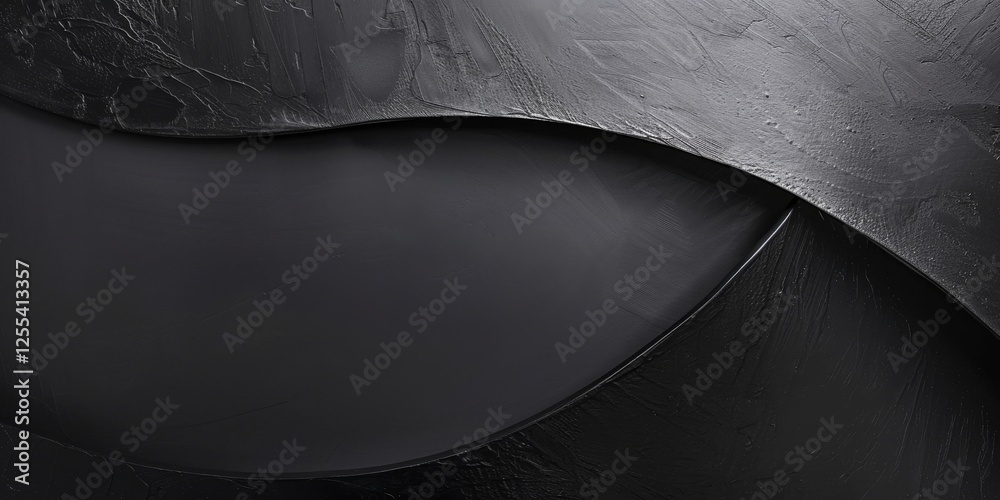 Poster an abstract minimalist artwork with a pure black background, abstract geometric shapes in a balanced