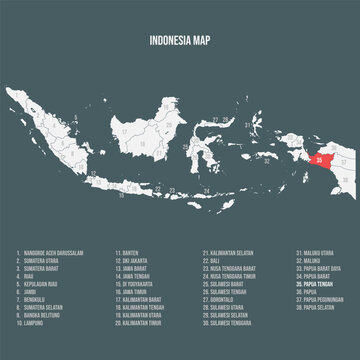 Indonesia Map with 38 Provinces - 
