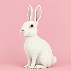 Obraz premium white rabbit on pink background