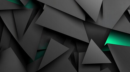 Obraz premium Abstract dark grey triangles, teal accent