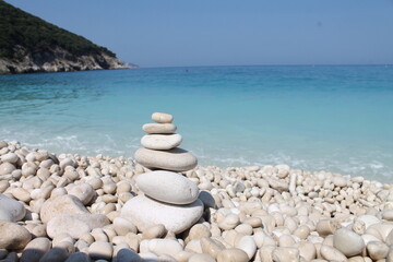 stack of stones on beach