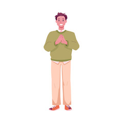 Vector illustration of happy young man full length clapping his hands.