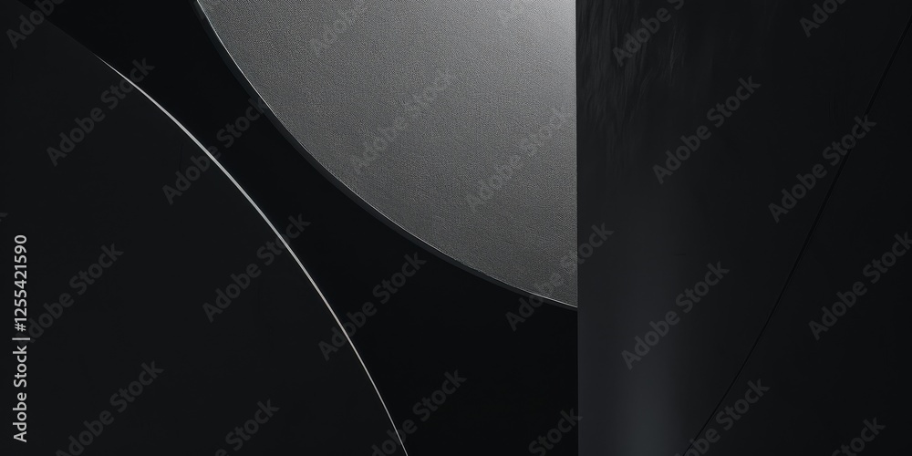Poster An abstract minimalist design featuring a deep charcoal background, Minimalist elements arranged in a balanced composition, Contemporary minimalist style