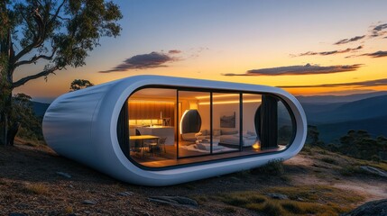 Futuristic Cabin on a Mountaintop