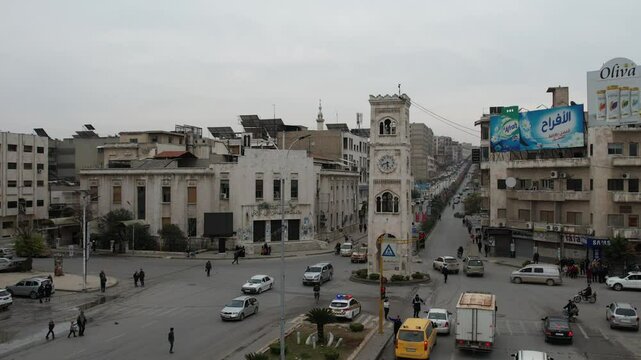 Aerial view of Hama city in Syria.