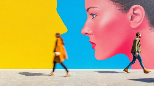 Vibrant Urban Murals Celebrating Each Person is a Person of Worth Day with Dynamic Community Engagement and Colorful Street Art for Social Awareness Campaigns - Powered by Adobe