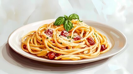 Detailed pasta drawing with different pasta types, perfect for restaurant branding, food blogs, and recipe books, elegant and timeless design, comic book style