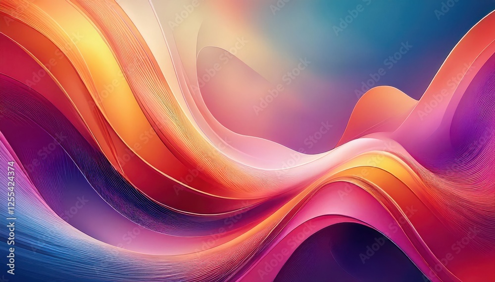 Poster fluid abstract wave in vibrant gradient colors with dynamic lines for digital background, web design, or branding

