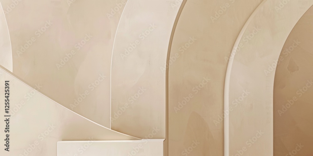 Poster An abstract minimalist design featuring a soft ivory background, Geometric patterns in a structured layout, Contemporary minimalist style