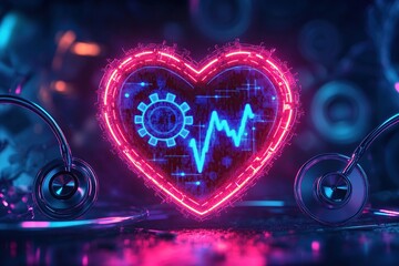 Obraz premium Digital Heart: Health Monitoring Tech