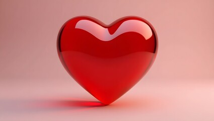 A vibrant red heart-shaped object rests against a soft pink background, radiating warmth and affection.