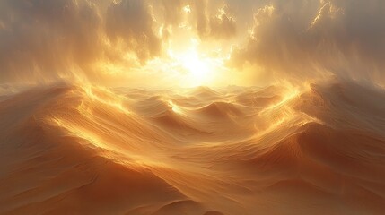Fototapeta premium Golden Sands Desert Sunset Dramatic Sky