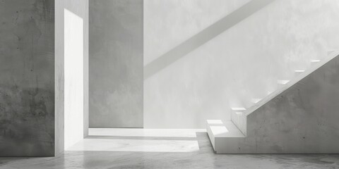 Obraz premium An abstract minimalist design featuring a soft white backdrop, Minimalist shapes arranged in a balanced composition, Contemporary minimalist style