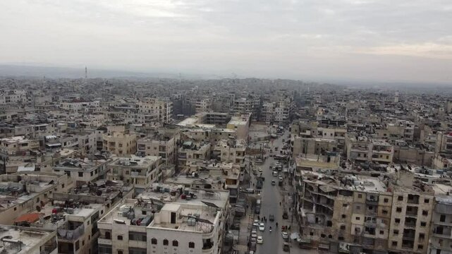 Aerial view of Aleppo City in Syria.