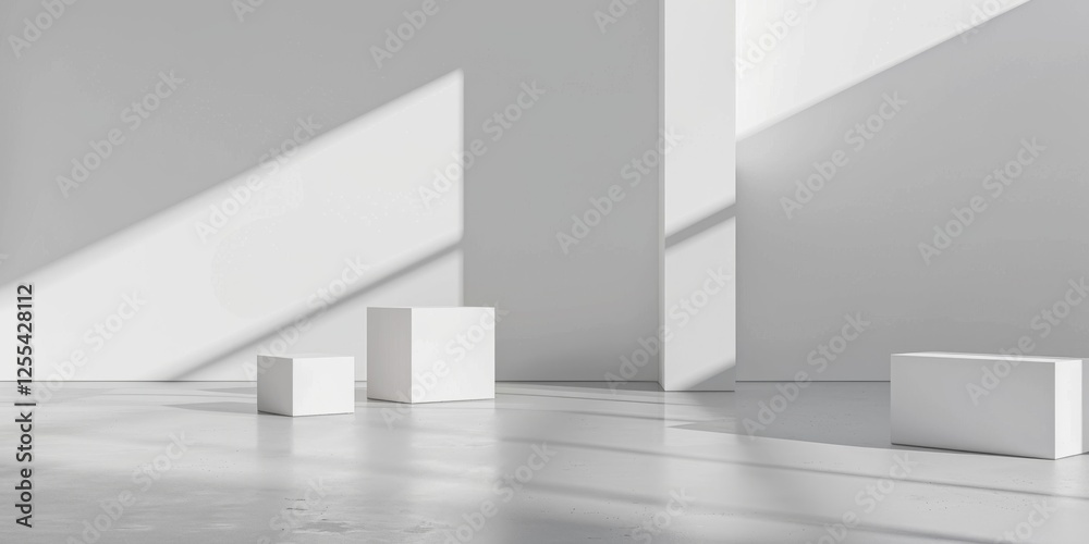 Poster An abstract minimalist design featuring a stark white backdrop, Minimalist design elements arranged in a balanced composition, Abstract minimalist style