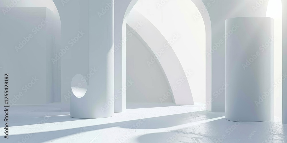 Poster An abstract minimalist design featuring a stark white backdrop, Minimalist design elements arranged in a balanced composition, Abstract minimalist style
