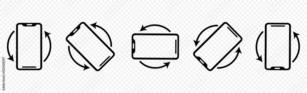 Poster Set of rotate mobile phone icons in black