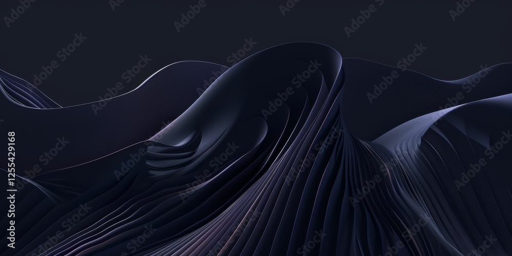 Poster an abstract minimalist design on a pure black backdrop, line art with negative space, modern design 