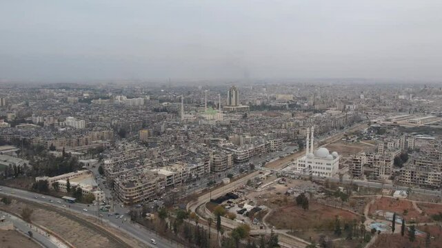 Aerial view of Aleppo City in Syria.