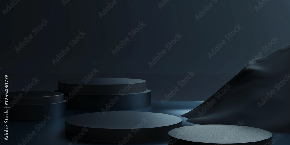 Aufkleber an abstract minimalist design with a dark navy background, minimalist elements in a balanced and ser