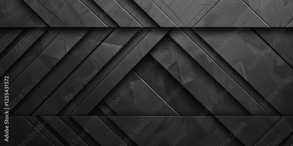 Aufkleber An abstract minimalist design with a deep charcoal backdrop, Geometric patterns in a symmetrical composition, Modern minimalist style