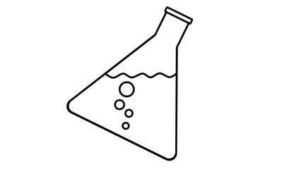 An Erlenmeyer flask (a conical flask) with bubbles in a liquid, laboratory glassware