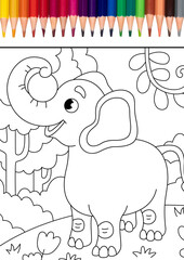 coloring book with elephant
