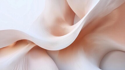 Abstract Peach and White Flowing Waves Digital Art