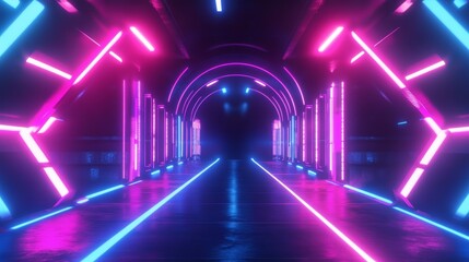 Electrifying neon lights background with futuristic race track in dynamic motion blur style