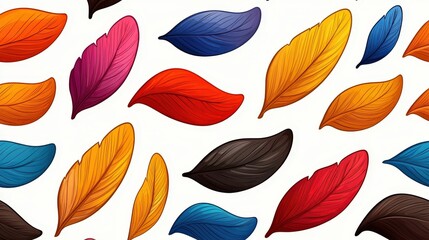 Obraz premium Colorful Leaf Patterns on White Background for Graphic Design and Nature Themes