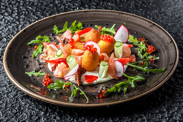 Salmon Croquettes with Caviar.