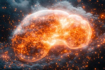 Obraz premium Abstract Glowing Brain In Dark Space