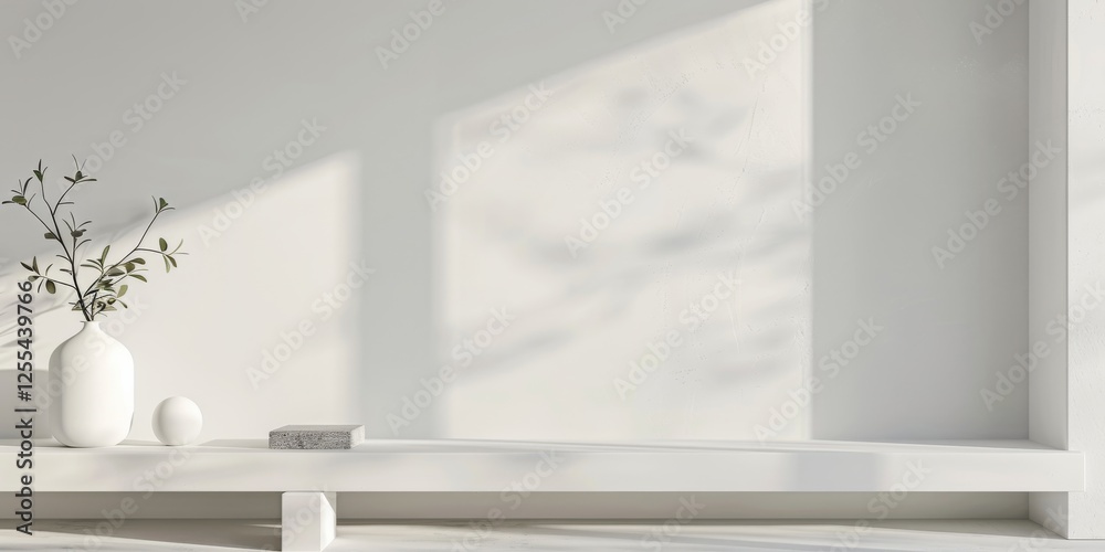Poster An abstract minimalist design with a stark white background, Minimalist lines and shapes in a symmetrical composition, Modern minimalist style