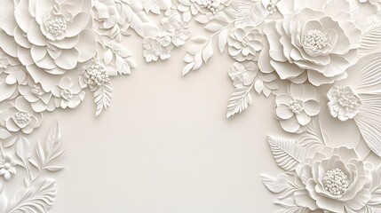 Elegant White Floral Design Background With Flowers And Leaves
