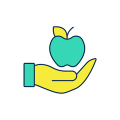 Filled outline Apple icon isolated on white background. Excess weight. Healthy diet menu. Fitness diet apple. Vector