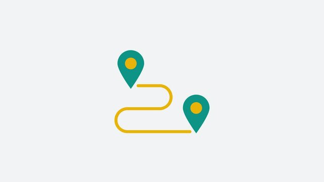 Route Map with Location Pins Animation &ndash; Navigation and Travel Concept