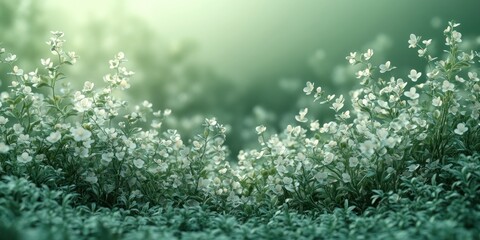 Enchanted Spring Meadow: A Dreamlike Landscape of Delicate White Flowers