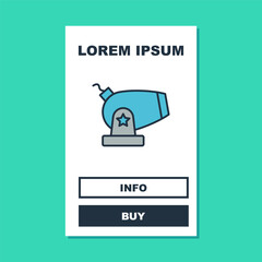 Fototapeta premium Filled outline Cannon icon isolated on turquoise background. Vector