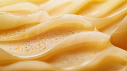 Close-up of golden honey that showcases its rich, smooth texture, glistening under light and inviting tasting and enjoyment