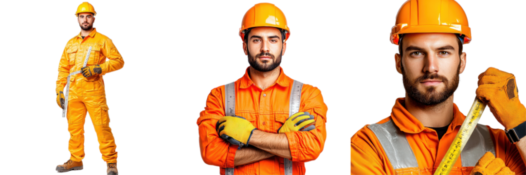 Professional Male Construction Worker in Safety Gear with Tools and Confident Expression