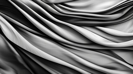 Fototapeta premium Abstract Black and White Surface with Flowing Curves and Stripes