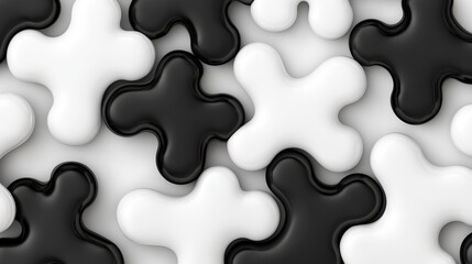 Abstract Pattern of Black and White Shapes on a Smooth Surface