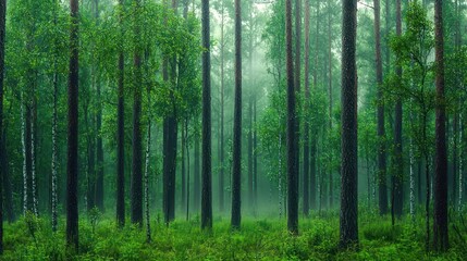 Misty Rain Forest Landscape