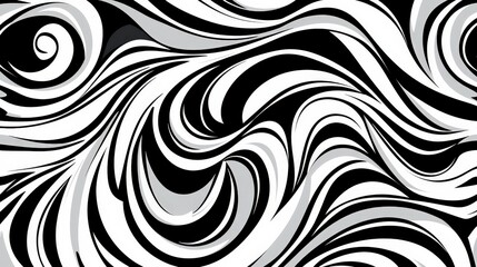 Fototapeta premium Abstract Black and White Swirling Pattern with Dynamic Motion Effects