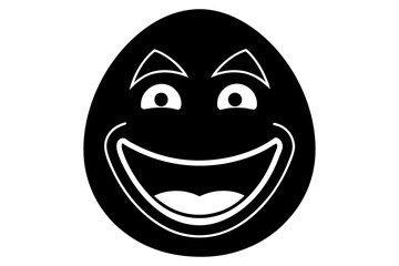 Smiling Reaction Emoji Silhouette Icon – Happy Face Black Vector,happy, black, expression, smile, reaction, emoticon, isolated, illustration, emoji, sign, joy, cartoon, fun.