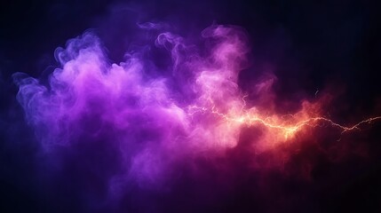 Abstract Purple and Orange Smoke with Lightning