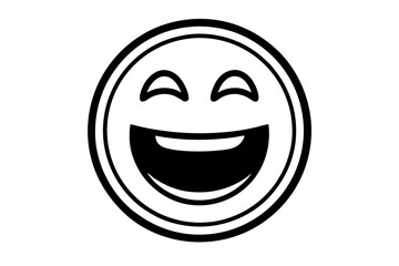 Smiling Reaction Emoji Silhouette Icon – Happy Face Black Vector,happy, black, expression, smile, reaction, emoticon, isolated, illustration, emoji, sign, joy, cartoon, fun.