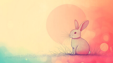 Obraz premium Cartoon Bunny Rabbit at Sunrise